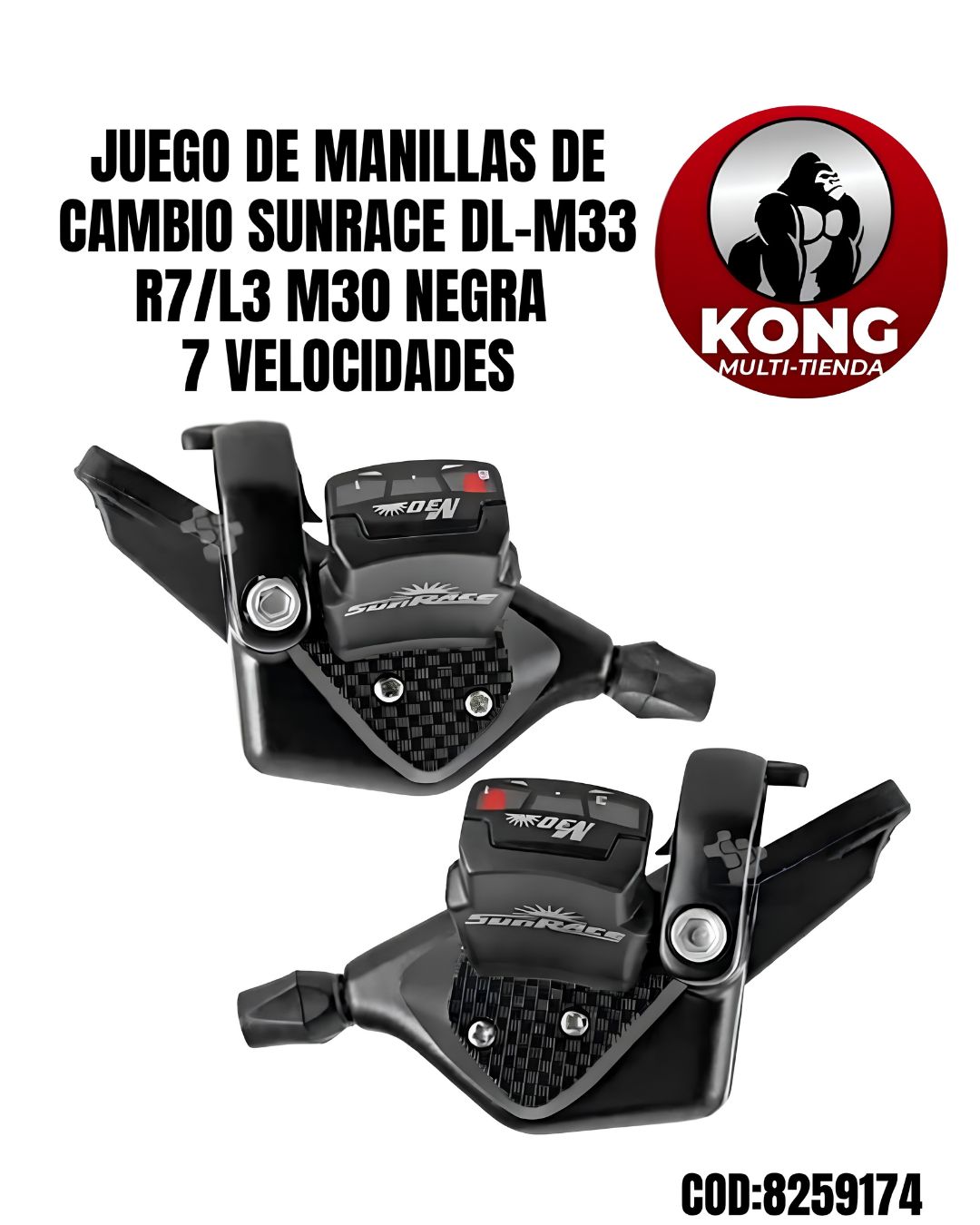 JGO.MANILLA CAMBIO SUNRACE DLM 33 R7L3 NEG.7 VEL - Imagen principal