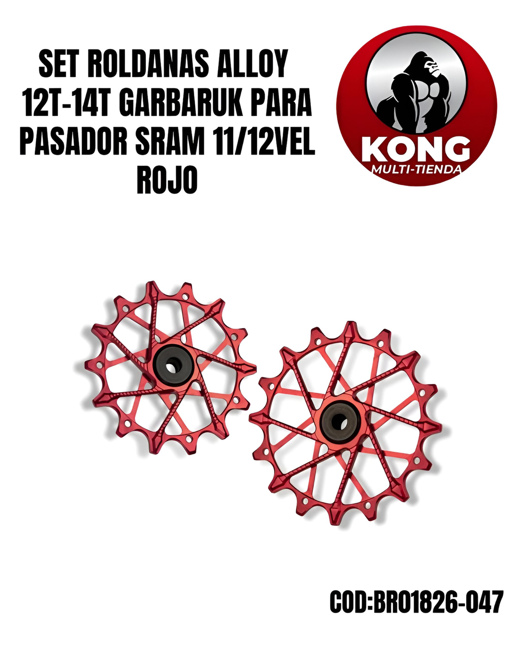 SET ROLDANAS ALLOY 12T-14T GARBARUK PPASADOR SRAM 1112VEL ROJO - Imagen principal