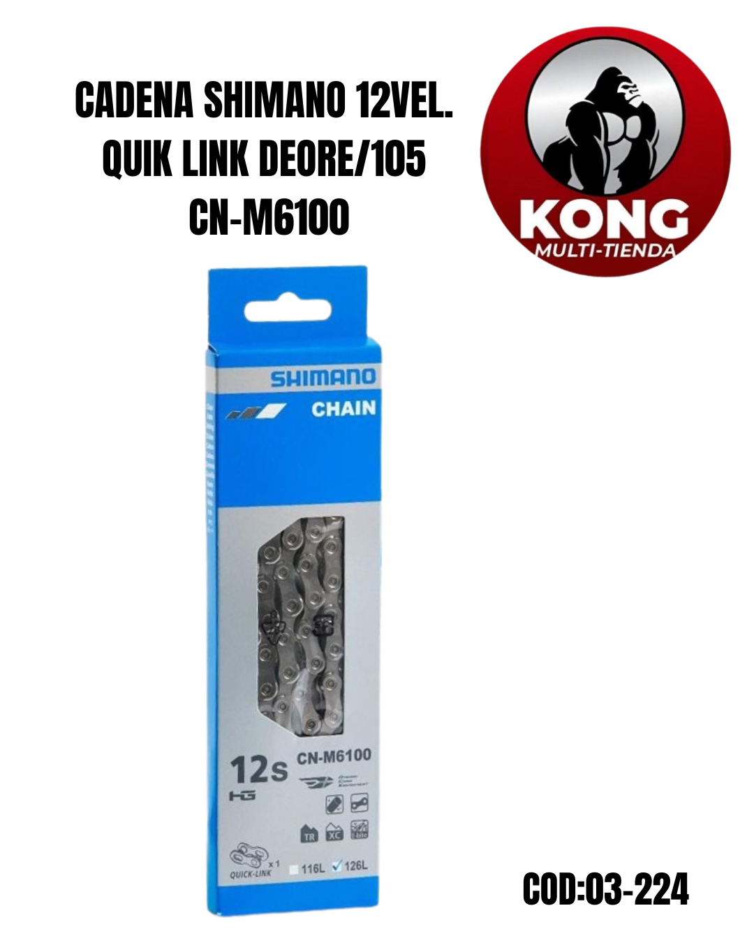 CADENA SHIMANO 12VEL. QUIK LINK DEORE105 CN-M6100 126 (C) - Imagen principal