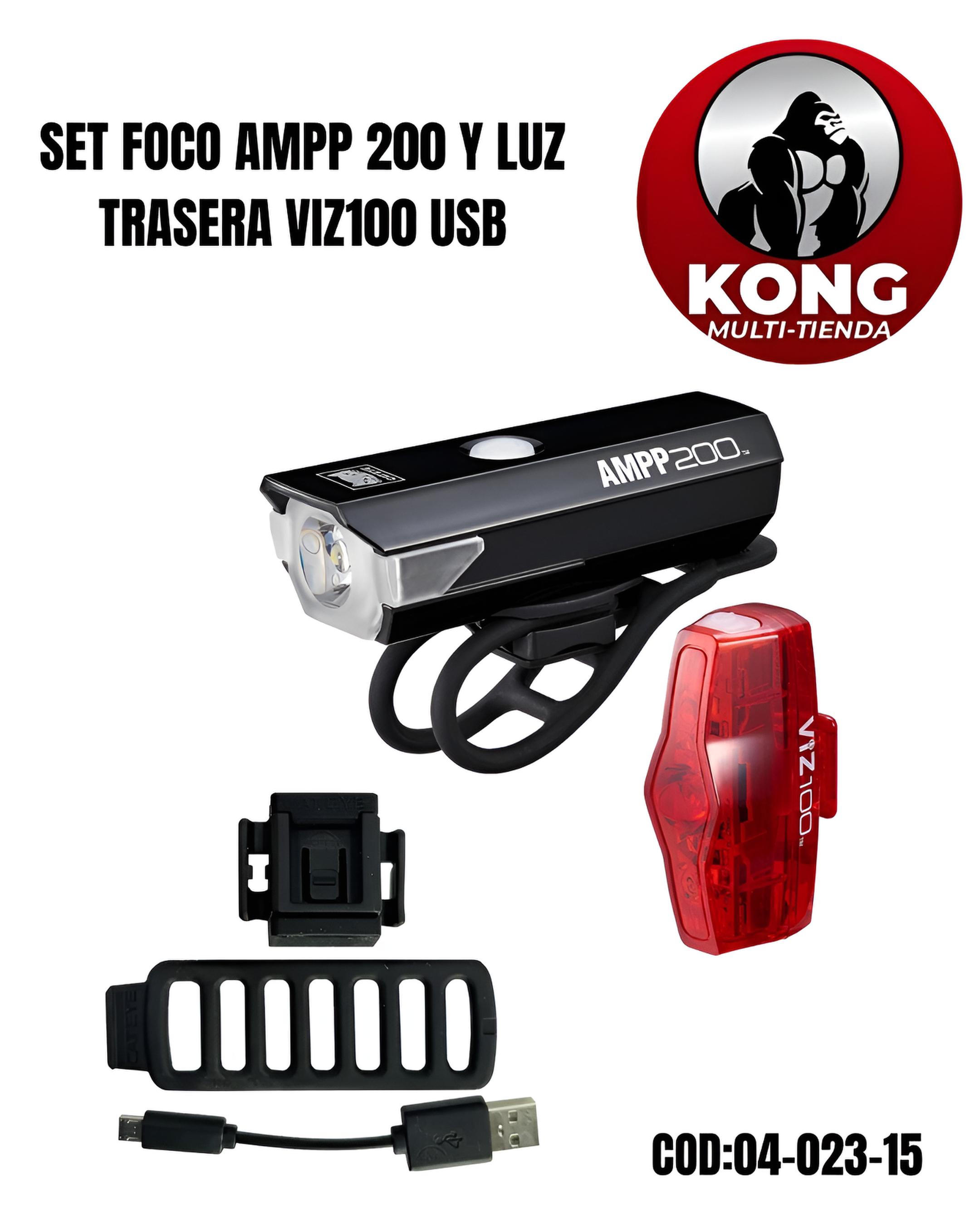 SET FOCO AMPP 200 Y LUZ TRASERA VIZ100 USB - Imagen principal