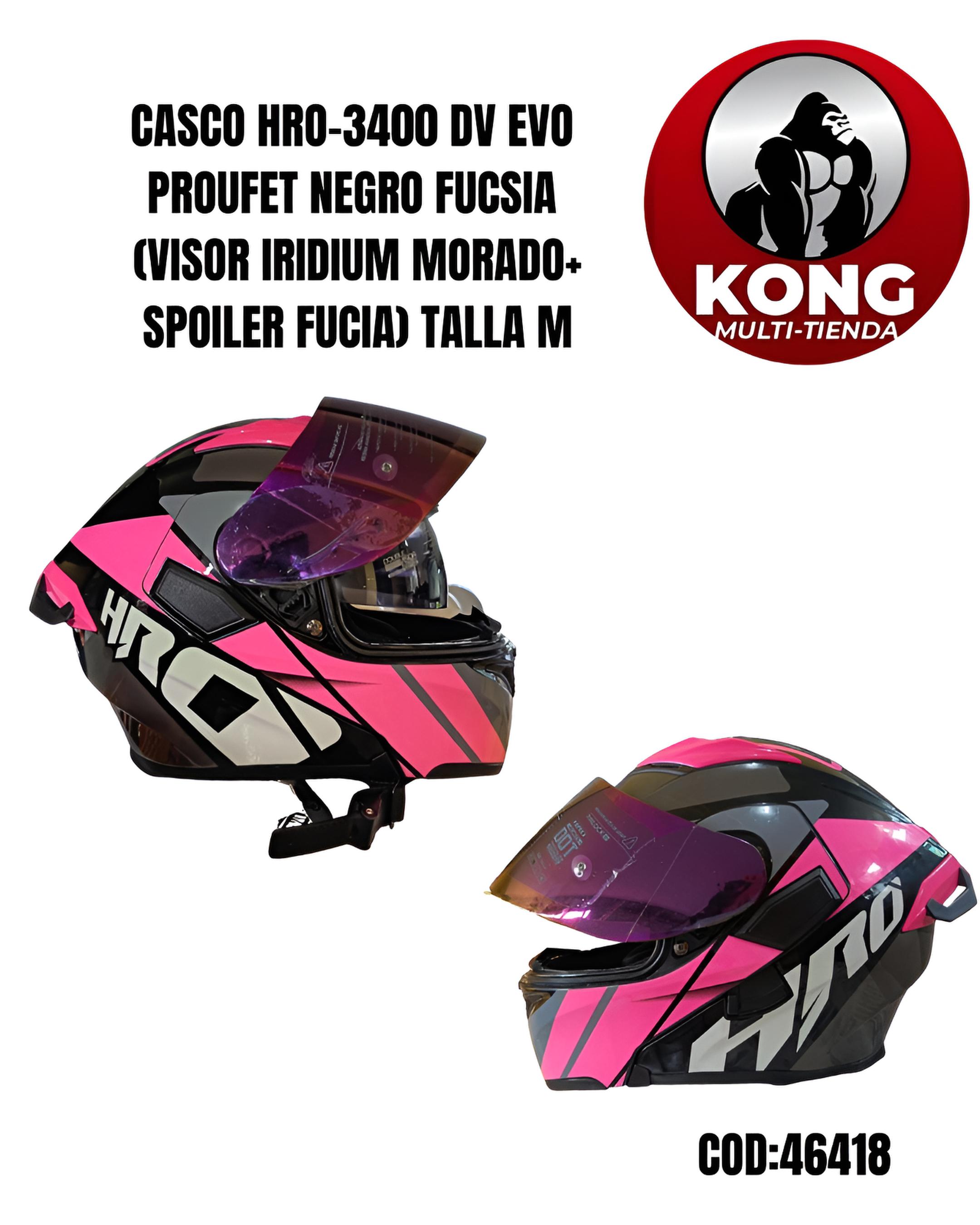 CASCO HRO-3400 DV EVO PROUFET NEGRO FUCSIA (VISOR IRIDIUM MORADO+SPOILER FUCIA)M - Imagen principal
